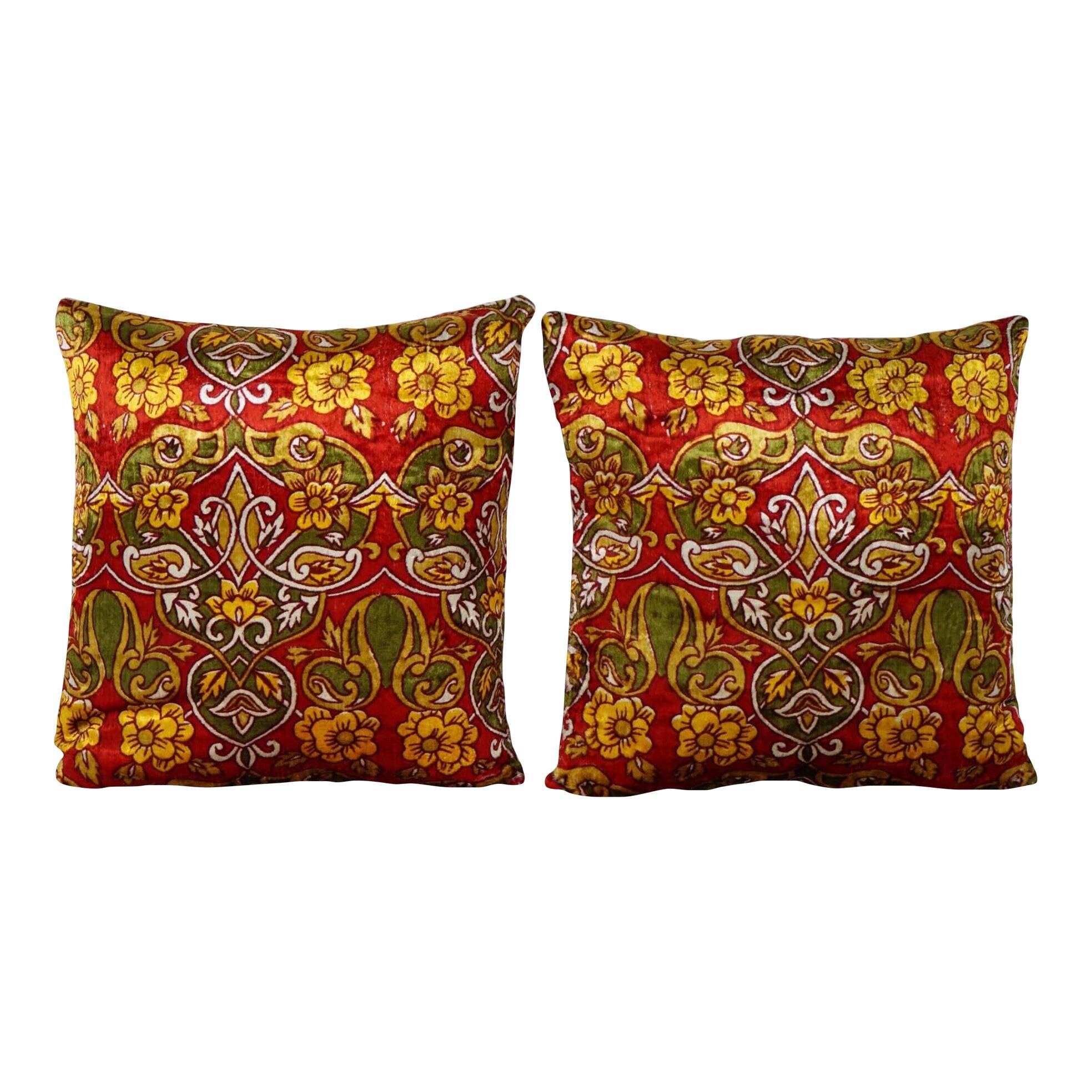 Set of 2 vintage velvet cushion covers 53x56 cm