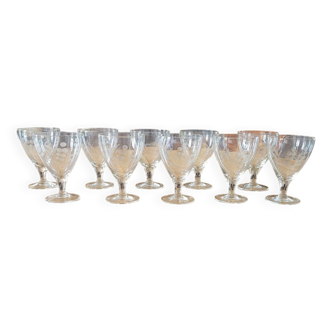 10 antique crystal stemmed glasses