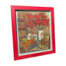 Still life with red flowers signed