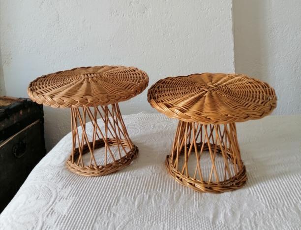 Duo of rattan coffee tables