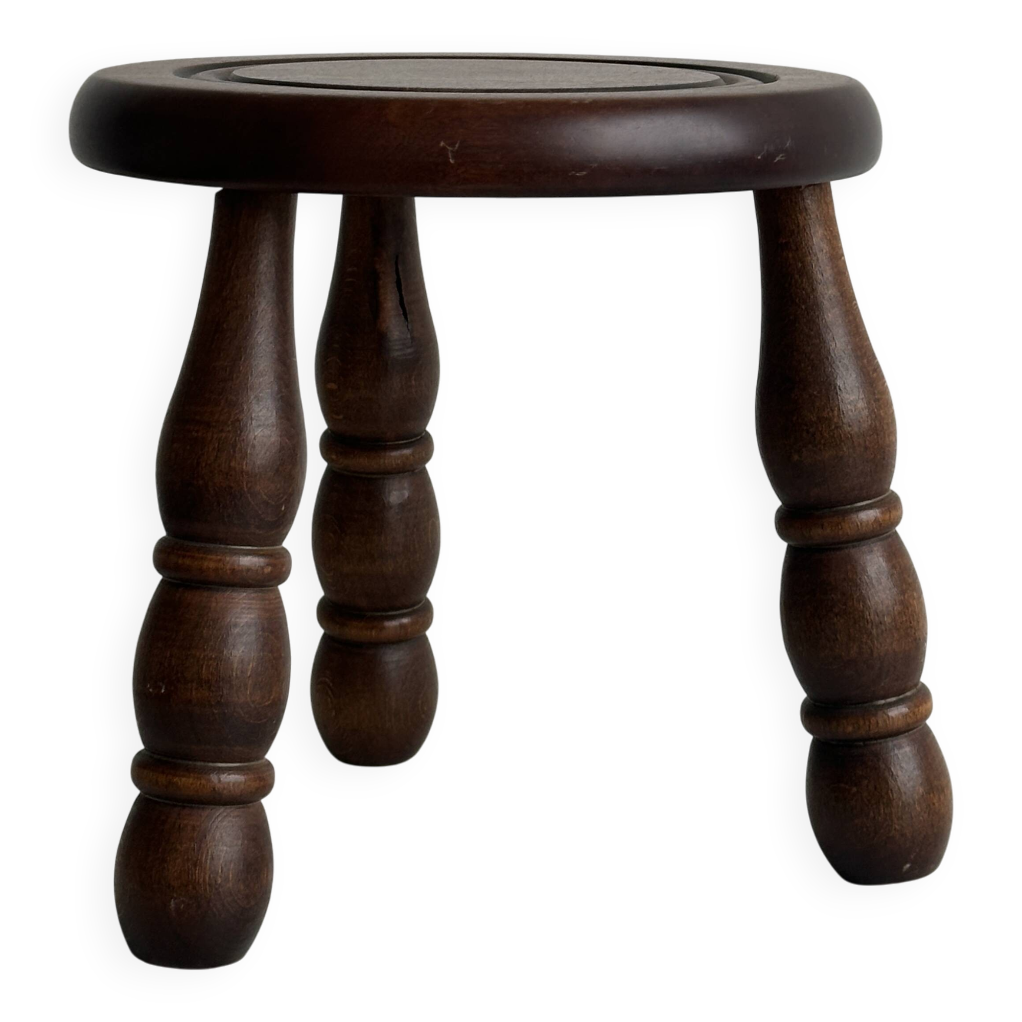 Small antique wooden tripod stool.