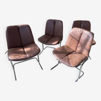 Set of four pieff eleganza leather chairs by tim bates