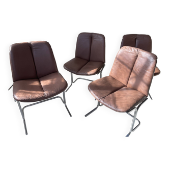 Set of four pieff eleganza leather chairs by tim bates