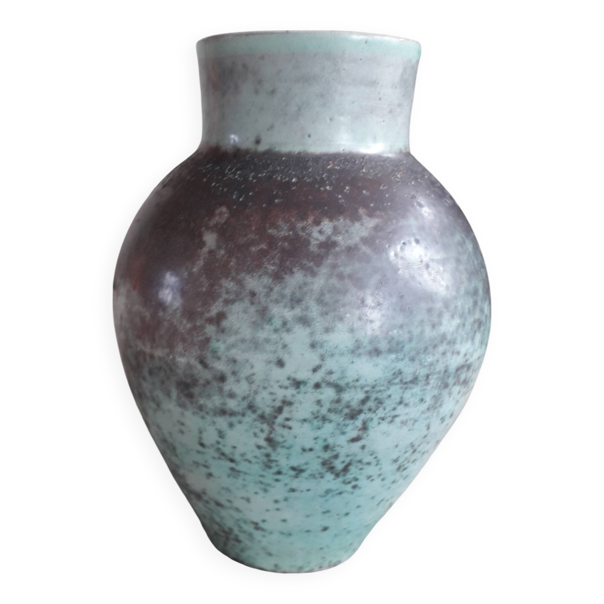 Vintage turquoise vase signed