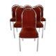 Set of 6 Belgium Tubular Frame and Velvet Dining Chairs, 1970s