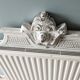 Old pediment in painted wood