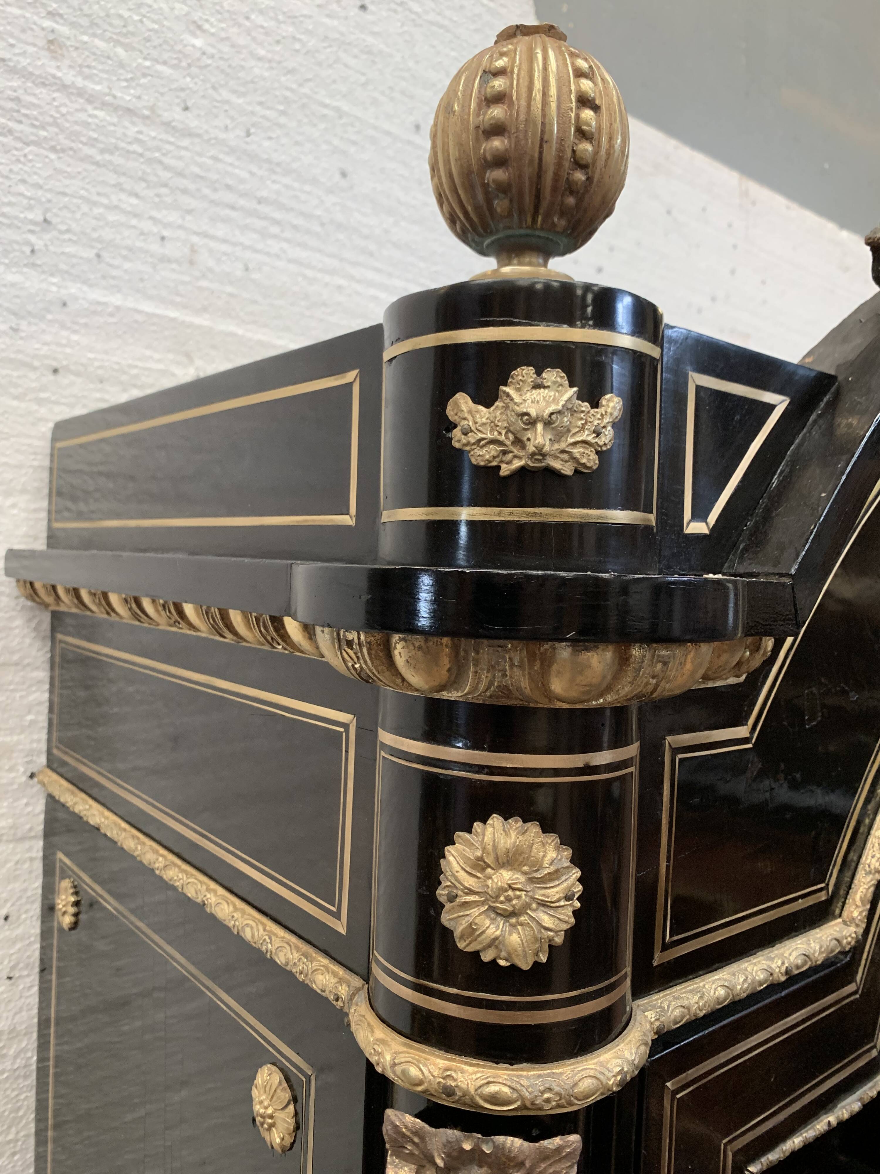 Napoleon III ceremonial showcase in black wood and gilded chiseled bronze XIX century