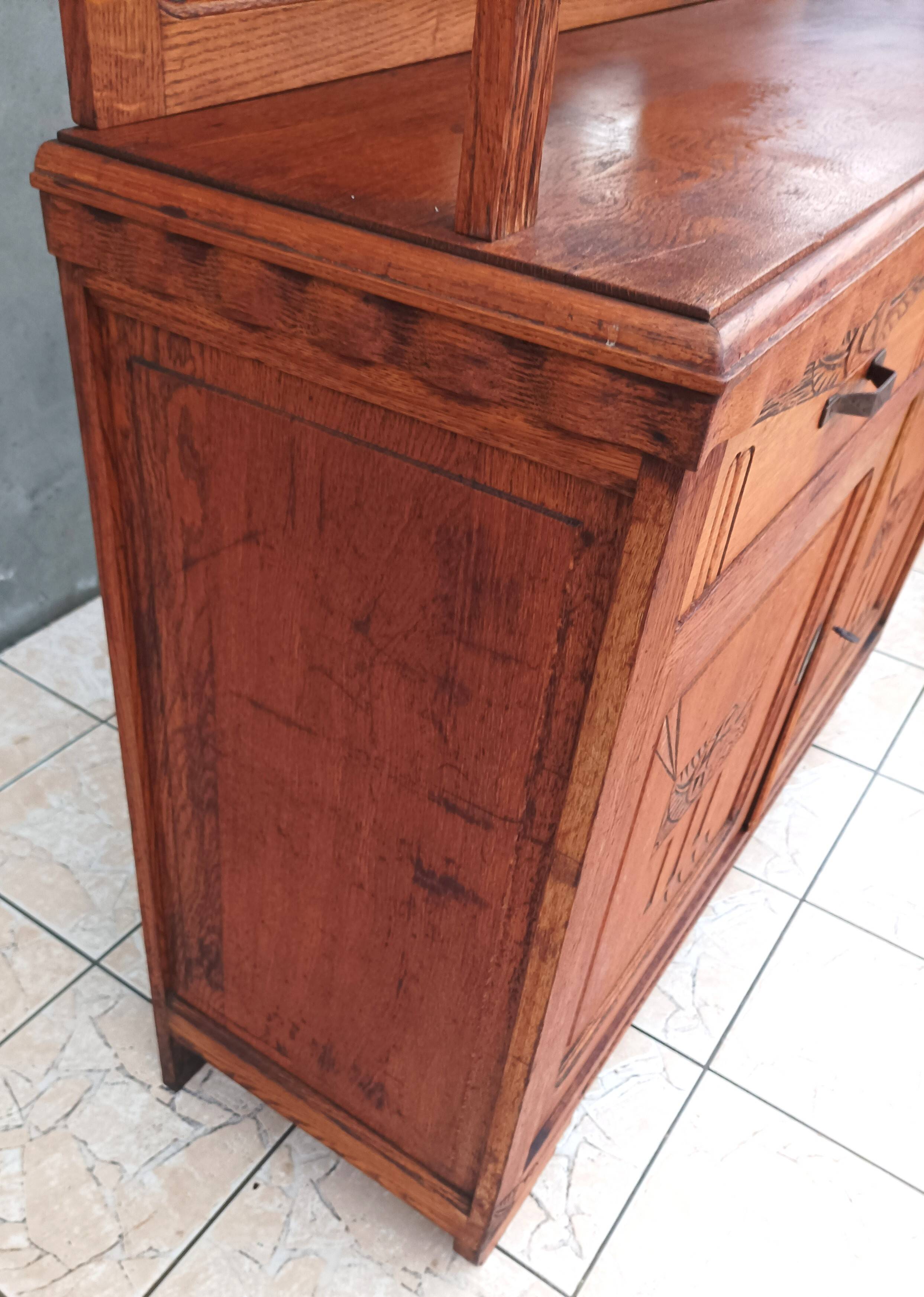 Art Deco period carved oak sideboard