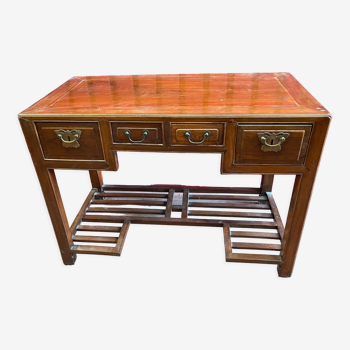 Ancien bureau en bois d'orme, époque Qing du XIXème siècle, ouvrant en façade par 4 tiroirs