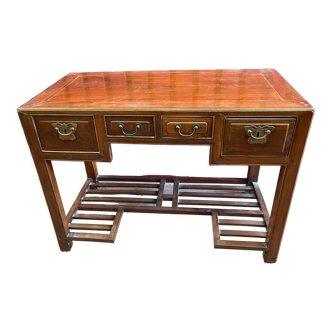Ancien bureau en bois d'orme, époque Qing du XIXème siècle, ouvrant en façade par 4 tiroirs