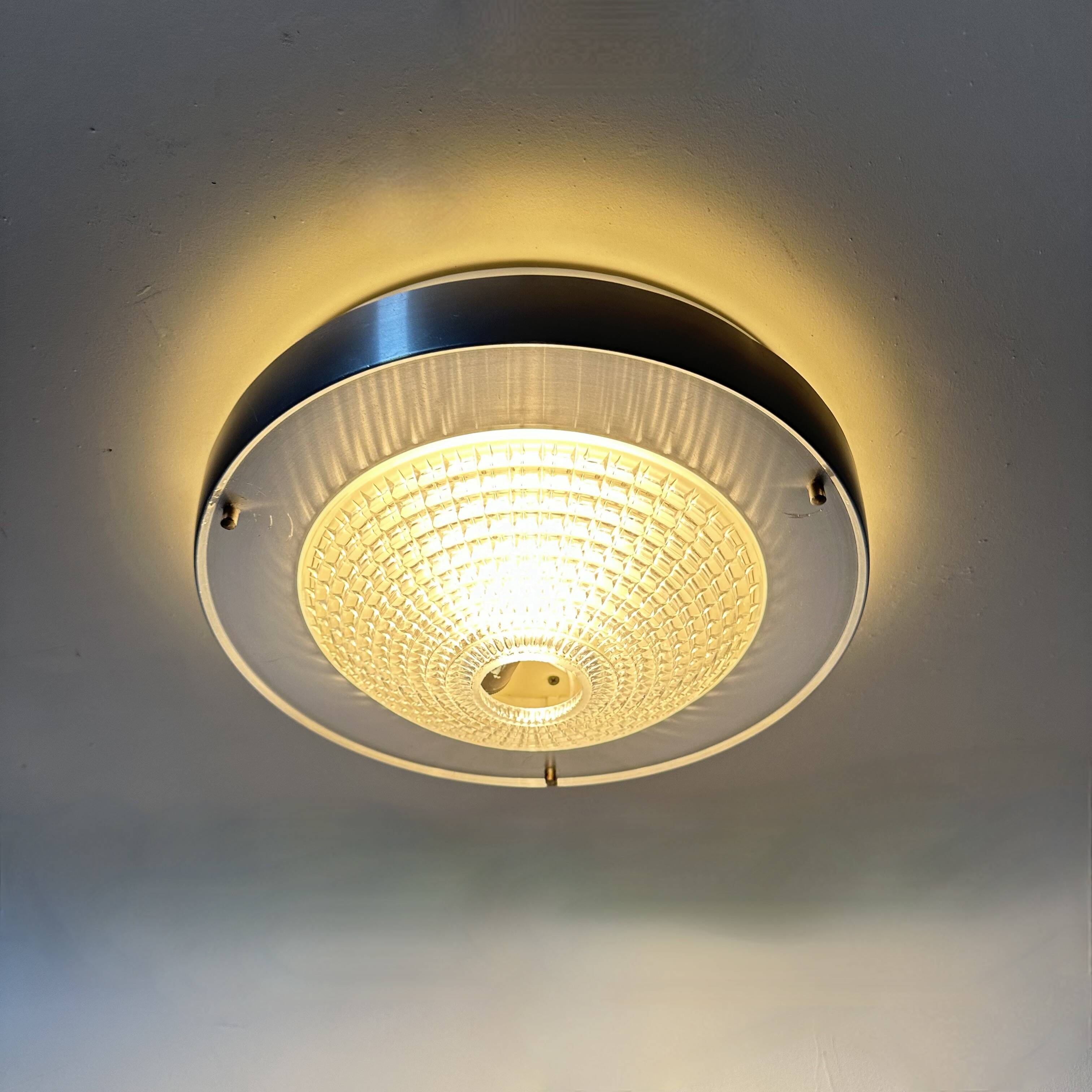 Raak Flush mount ceiling lamp B-1043 , 1970s Ufo space age