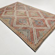 Burgundy & Green Turkish Vintage Kilim Rug