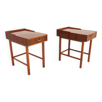 Set of 2 mahogany bedside tables, Sweden, 1960