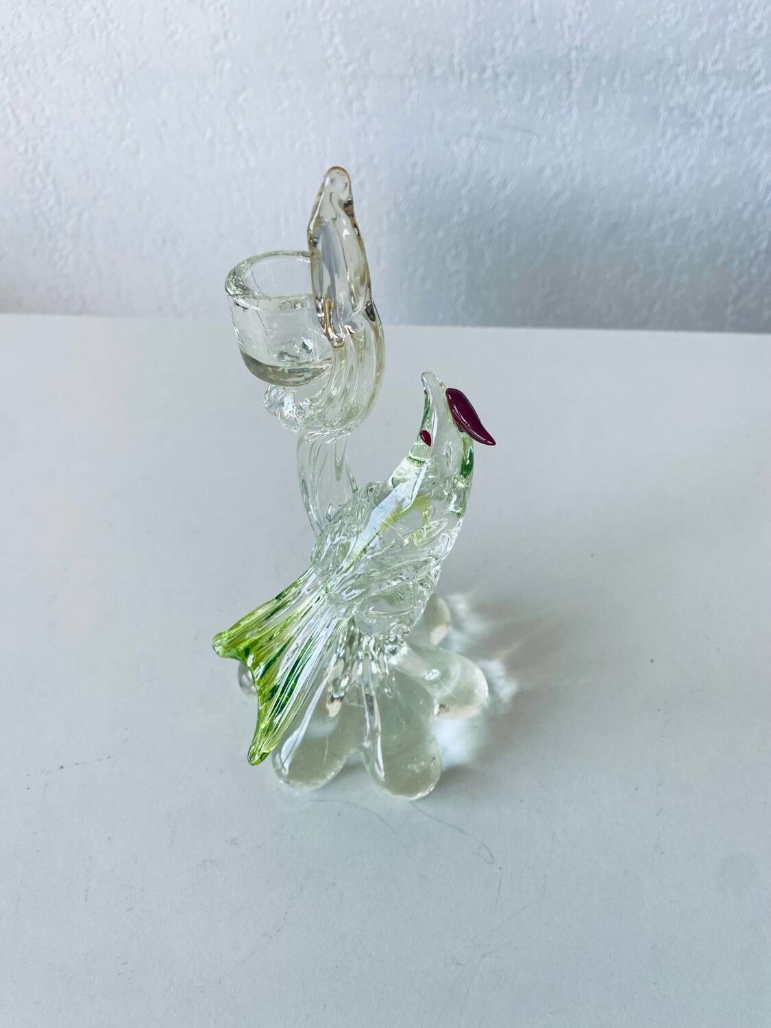 Glass bird candle holder