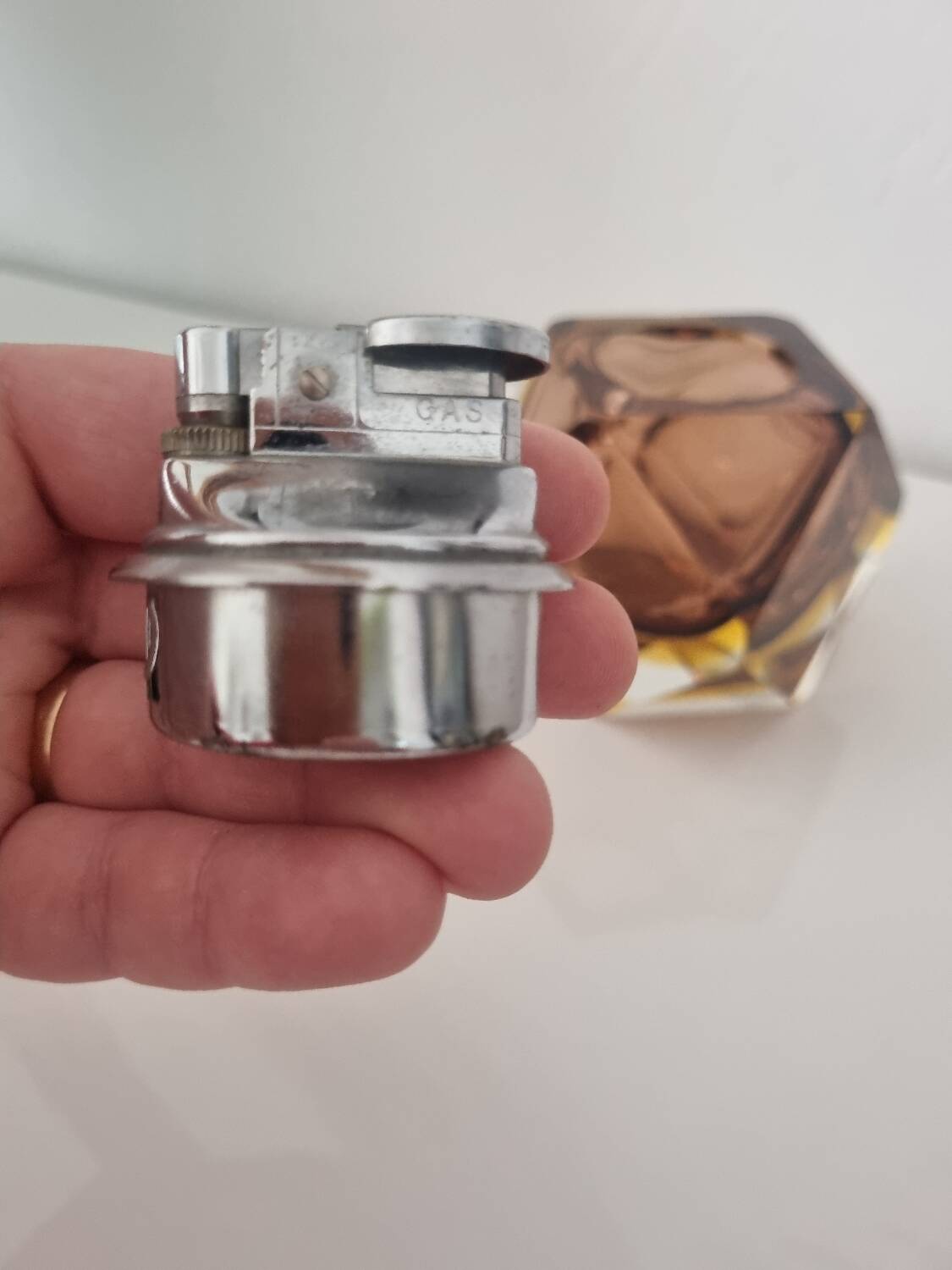 Sommerso Murano set: ashtray + table lighter
