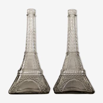 Paire de bouteilles en verre, Tour Eiffel