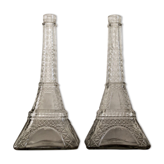 Paire de bouteilles en verre, Tour Eiffel