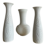 Trio of Op Art vases by KPM Germany in biscuit porcelain