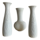 Trio of Op Art vases by KPM Germany in biscuit porcelain