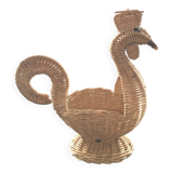 Corbeille en rotin  figurant une poule