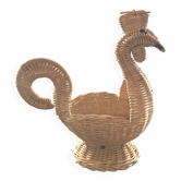 Corbeille en rotin  figurant une poule