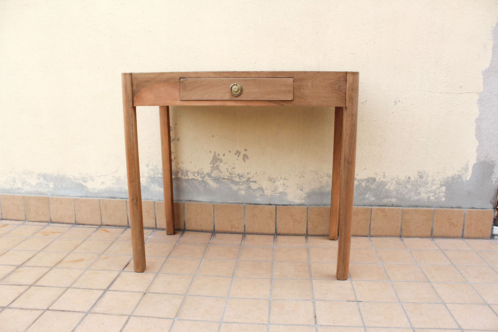 Table in beech wood slab Italy 50s