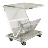 Vintage Lucite magazine cart, 1980s