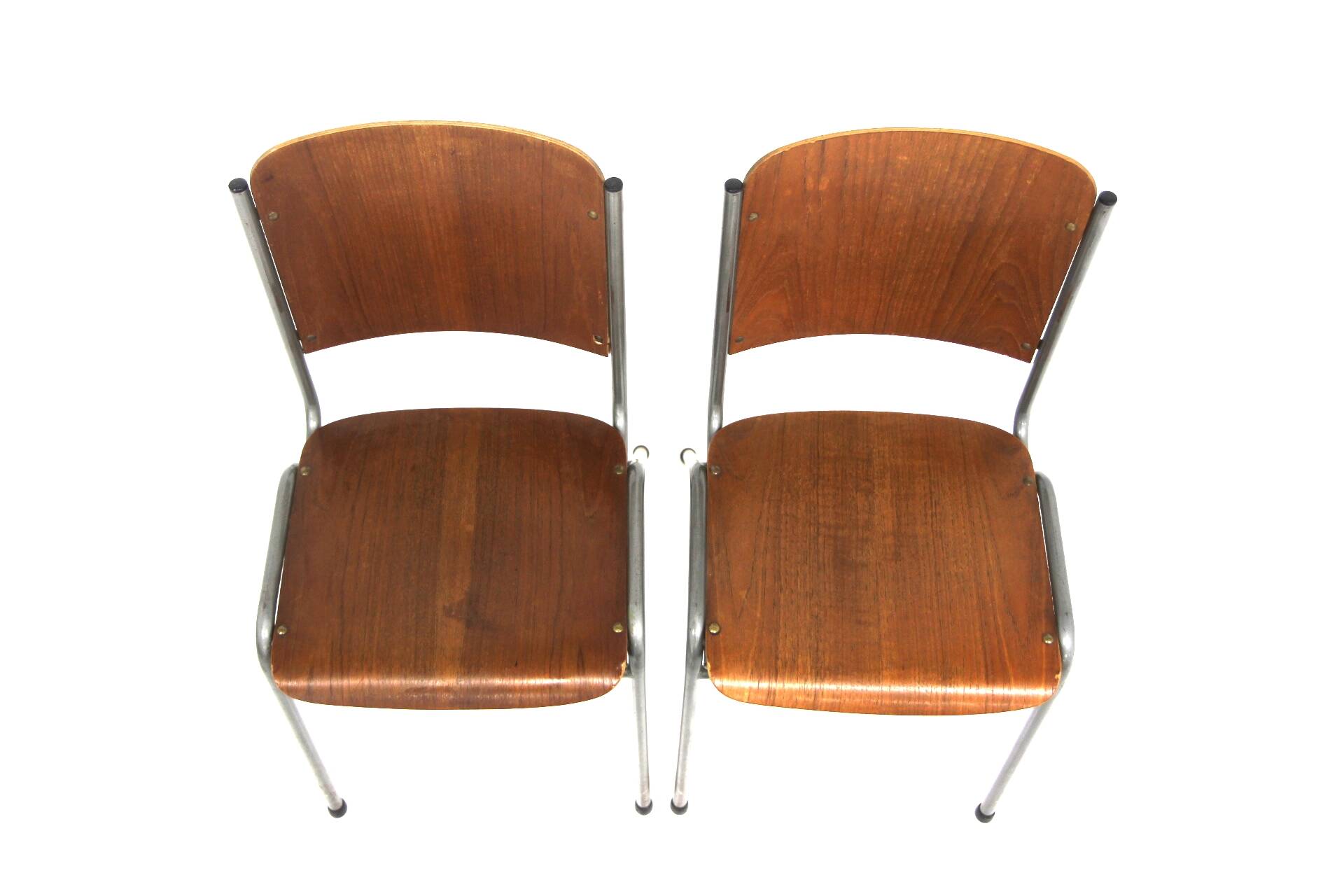 Set of 2 Scandinavian chairs in teak and metal, Sweden, 1960