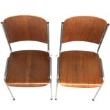 Set of 2 Scandinavian chairs in teak and metal, Sweden, 1960