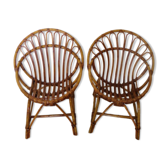 Rattan armchairs for children, 1980s