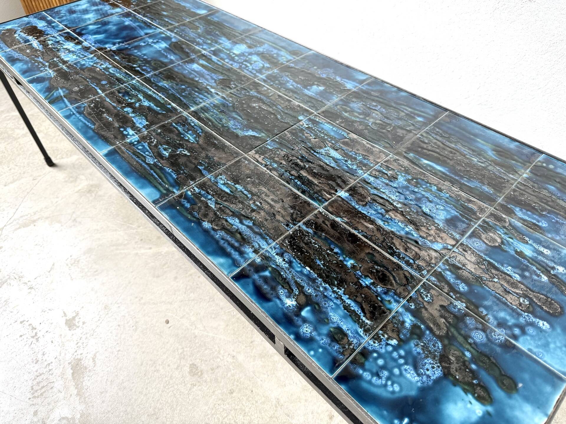 Metal and ceramic coffee table by J. Belarti, circa 1970