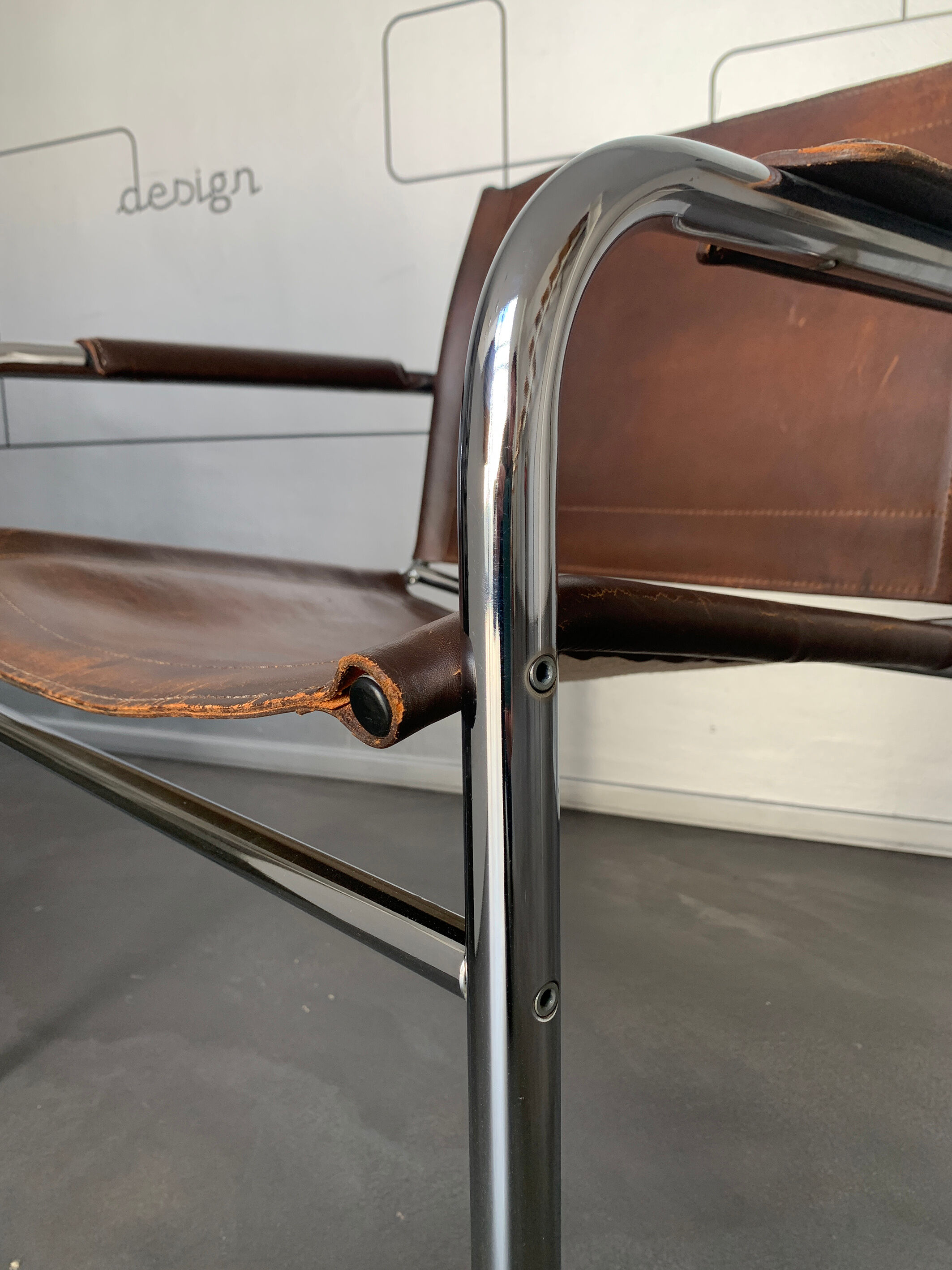 'Klinte' armchair for Ikea, chrome & leather design Tord Bjorklund 1970s chair