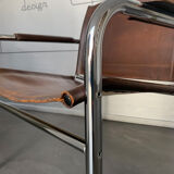 'Klinte' armchair for Ikea, chrome & leather design Tord Bjorklund 1970s chair