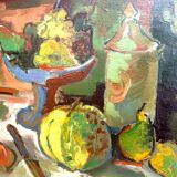 Marcel Cramoysan.XXeme.nature morte .huile sur isorel signée et datée 1946