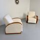 2 antique Art Deco club chairs from the 1930s, bentwood frame, bouclé fabric