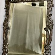 Mirror 191x122 cm period XIXth in natural wood, decoration of chimeras, satyrs