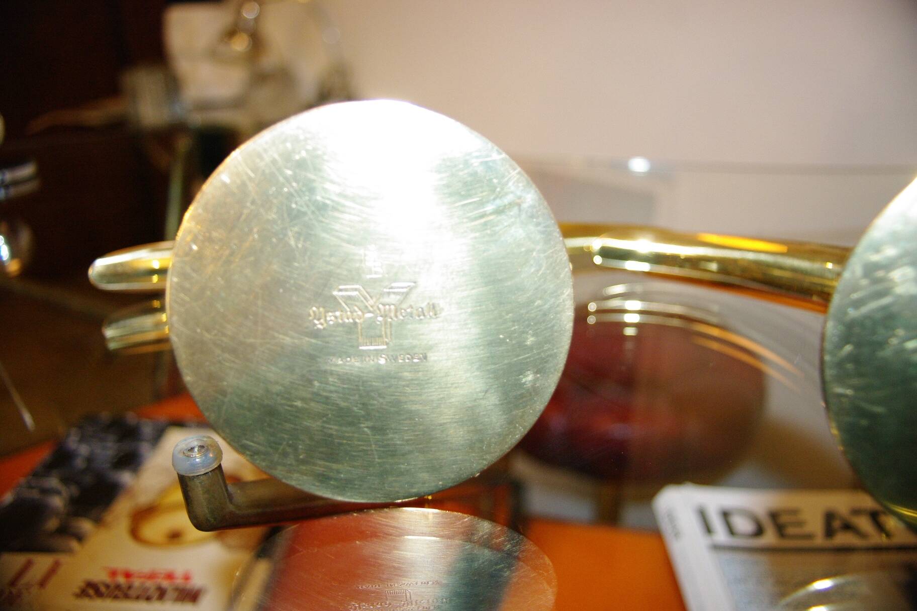 Pair of vintage brass candle holders by ivar alenius-bjork for ystad metal sweden 1939