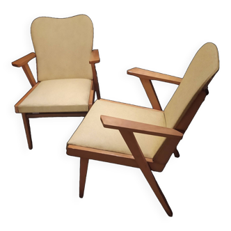 Pair of vintage 1950 scandinavian armchairs