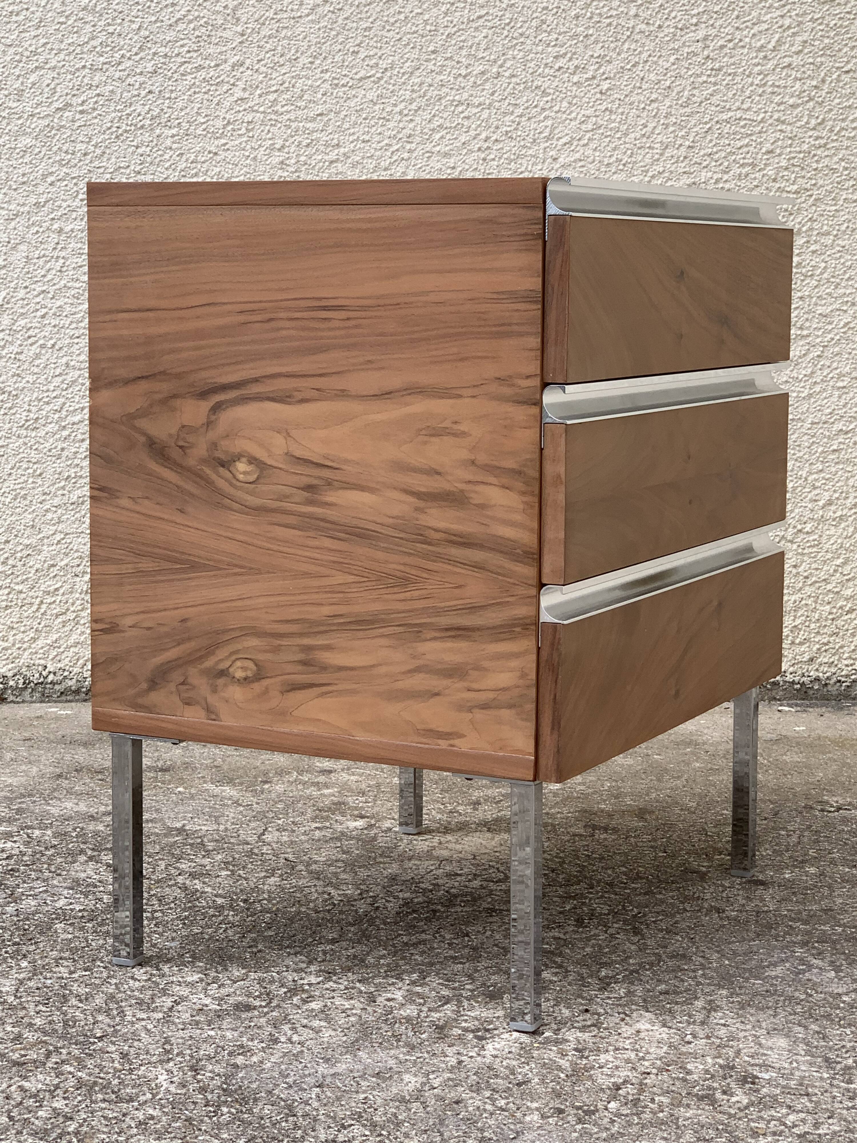 Vintage rosewood chest of drawers aluminum and chrome 1960