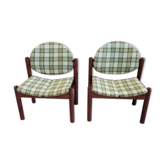 Paire de fauteuil Baumann écossais années 80