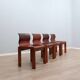 Curved wooden and leather chairs by Afra and Tobia Scarpa from the 1970s, set of 4.
