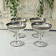 Etched silver rim cocktail coupe glasses set mid century barware