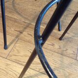 Pair of 1950s iron and rattan bar stools