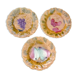Set of 3 plates dessert barbotine, Sarreguemines, around 1900