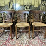 Suite de 6 chaises rustiques paillées  provençales