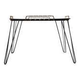 Table basse d'appoint en métal noir et scoubidou, années 50