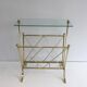 Neoclassical style magazine rack in brass with glass shelf by Maison Jansen