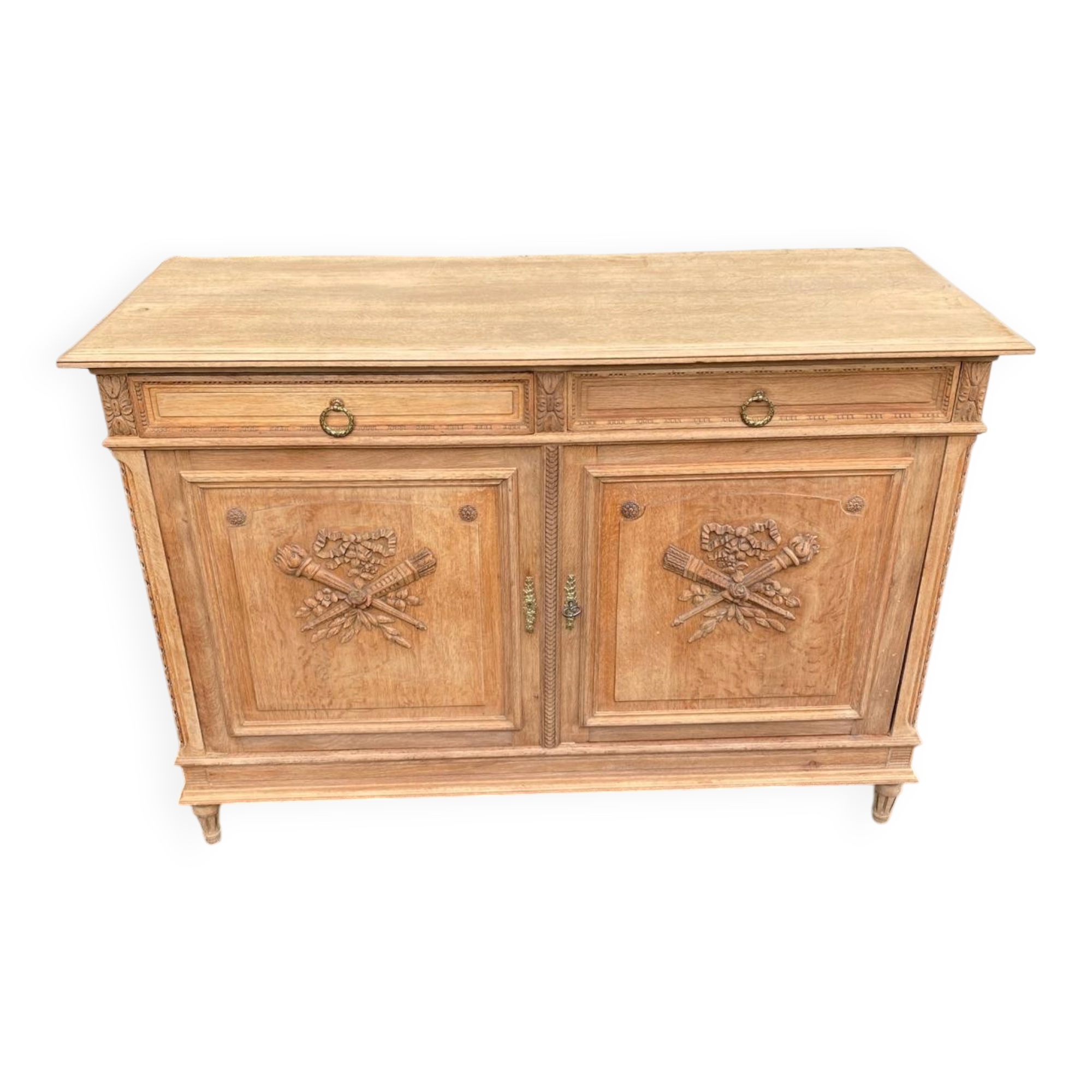 Louis XVI buffet renovated in solid oak from the 19th century, 140cm.