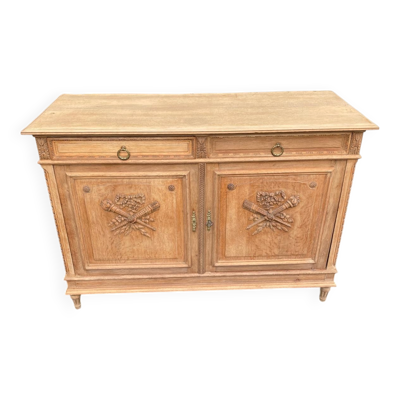 Buffet Louis XVI rénové en chêne massif du 19ème siècle 140cm