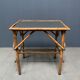 Bamboo side table with mirror top from France, 1940s